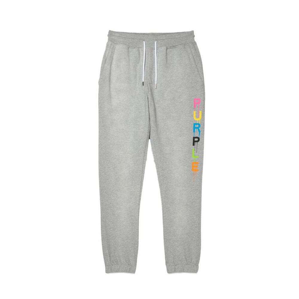 Purple Brand Sweatpants Wordmark Drip Mens Grey P450